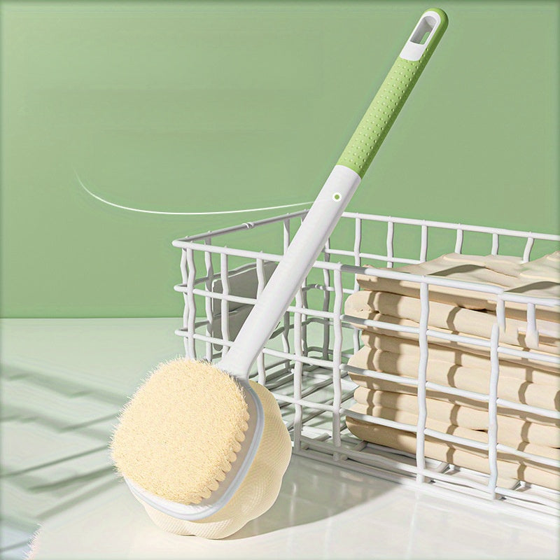 Upgraded Bath Body Brush with Dual-Sided Soft Bristles & Long Handle - Gentle Exfoliating Shower Massager for Wet/Dry Use, Ergonomic Design for Back, Legs, Arms, Sensitive Light Beige - Improves Circulation & Light Beige Health, Wet/Dry Brushing for