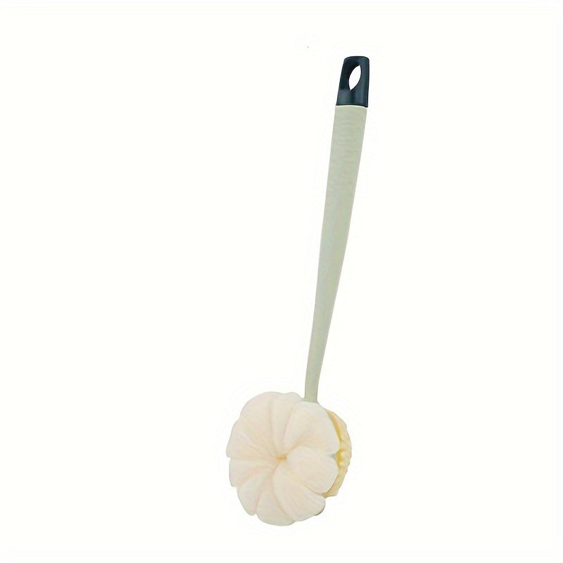 Dual-Sided Bath Body Brush with Long Handle - Non-Electric Exfoliating and Massage Back Scrubber with Bristle Brush & Loofah Sponge - Skin Cleansing and Exfoliating Tool for Men and Women - Bathroom Essentials & Accessory