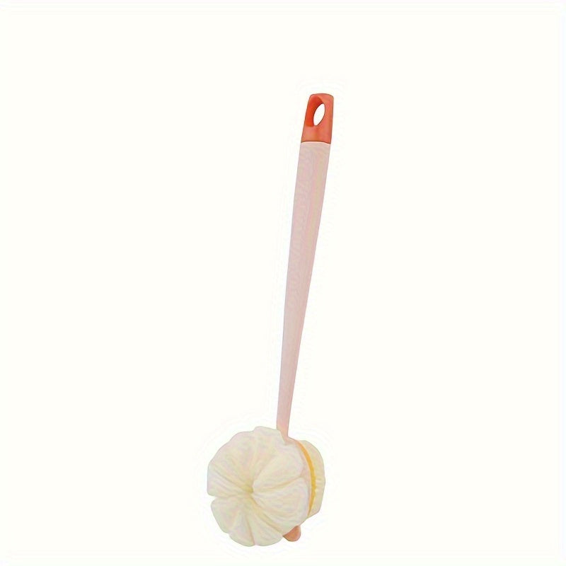 Dual-Sided Bath Body Brush with Long Handle - Non-Electric Exfoliating and Massage Back Scrubber with Bristle Brush & Loofah Sponge - Skin Cleansing and Exfoliating Tool for Men and Women - Bathroom Essentials & Accessory