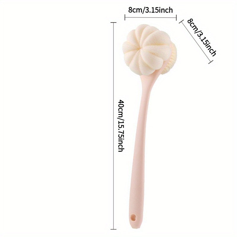 Home bathroom shower brush with long handle and soft bristles for back scrubbing; can be hung on the wall, Shower Back Scrub Brush, Body Brush for Shower, Bath Brush Two Side, Shower Sponge with Handle, Bath Mat, Shower Scrubber, Bath Accessory, Ergonomic