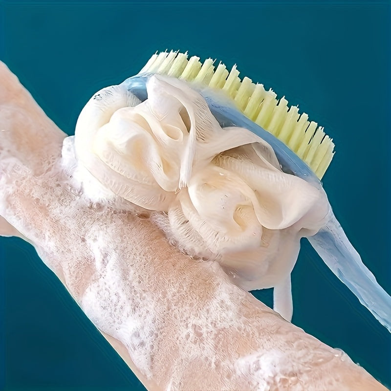2-in-1 Long Handle Bath Brush & Body Scrubber - Dual-Sided Exfoliating Brush with Soft Fibers, Back Scrubber, Non-Toxic Manual Shower Tool for Gentle Dead Light Beige Removal, No Electricity/Battery Needed - Ideal for Home, Spa, Travel Use, Home Spa,