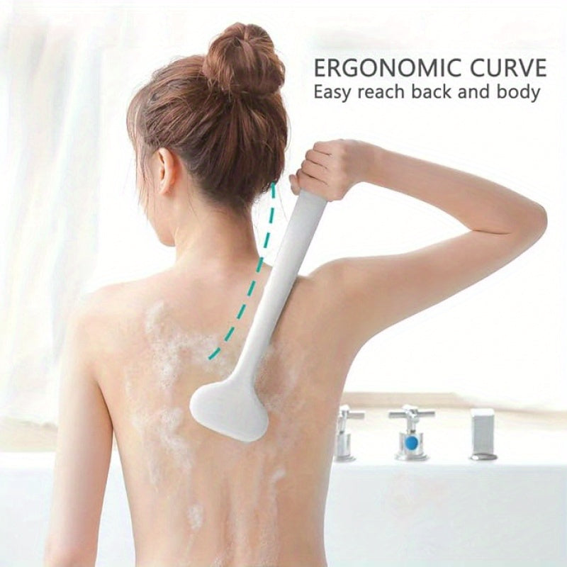 Upgraded Bath Body Brush with Dual-Sided Soft Bristles & Long Handle - Gentle Exfoliating Shower Massager for Wet/Dry Use, Ergonomic Design for Back, Legs, Arms, Sensitive Light Beige - Improves Circulation & Light Beige Health, Wet/Dry Brushing for