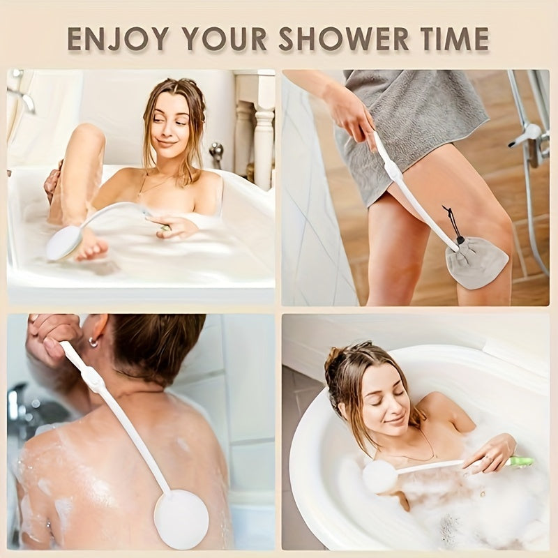 Telescopic Back Scrubber with Long Handle, 23.5 Inch, Foldable Body Brush, Soft Nylon Bristles, Easy-to-Use Bathing Accessory, with No Battery Required for Men, Women, and Seniors