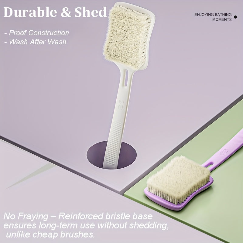 2 Pack Extra Long Handle Bath Brush With Ergonomic Grip, Back Scrubber For Exfoliation & Deep Cleaning, Firm Bristles For Dead Skin Removal, Hanging Hook For Shower Storage, Ideal For Seniors & Limited Mobility, Extended Reach, Heavy-Duty, Non-Slip Grip