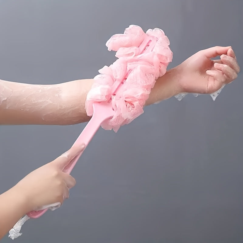 Extra-Large Long Handle Bath Brush - Soft Mesh Shower Scrubber for Deep Clean & Exfoliation, Ideal for Men & Women