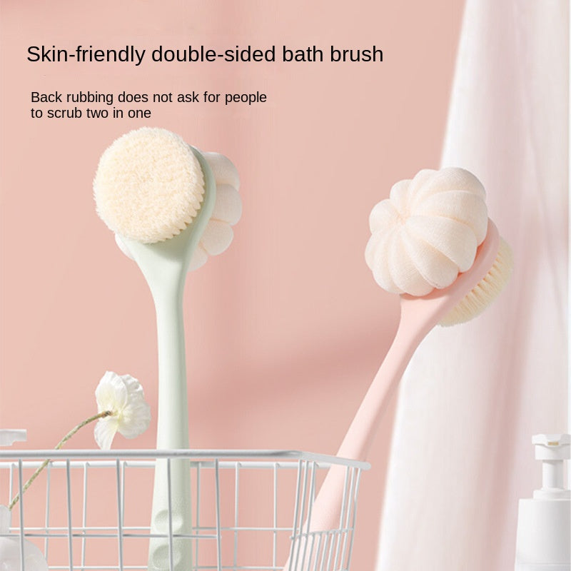 Home bathroom shower brush with long handle and soft bristles for back scrubbing; can be hung on the wall, Shower Back Scrub Brush, Body Brush for Shower, Bath Brush Two Side, Shower Sponge with Handle, Bath Mat, Shower Scrubber, Bath Accessory, Ergonomic