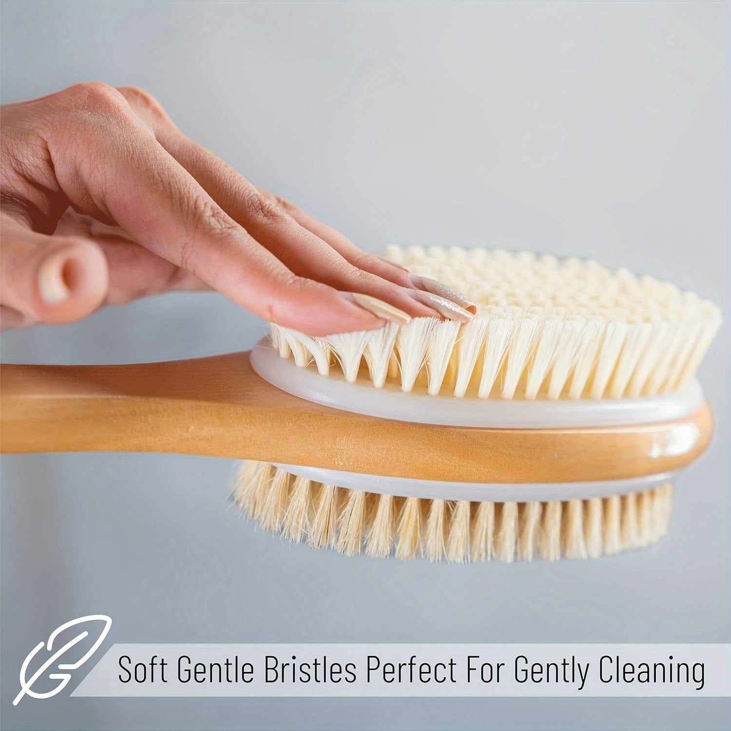 Dual-Sided Bath Brush with a Long Handle - Brown Bristle Body Scrubber, Removes Dead Skin, Softens Skin, Deep Cleanses, Non-Absorbent, Suitable for Lotion Application, No Power Required, Usable in All Four Seasons.