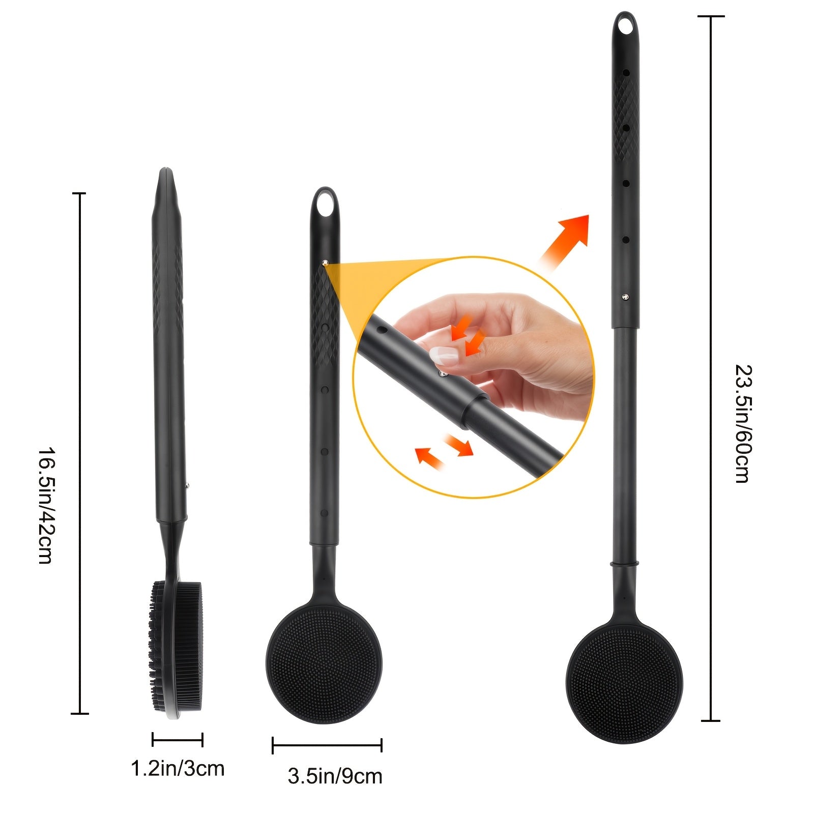 Telescopic Shower Scrubber, Soft Adjustable Long-Handle Bath Brush, Gentle Back Scrubber for Deep Clean & Light Beige Care, Gift, Extra Large Bath Brush, Bath Brush Long Handle For Shower, Bath Accessories, Long Handled Shower Brush, Tub Cleaning Brush,