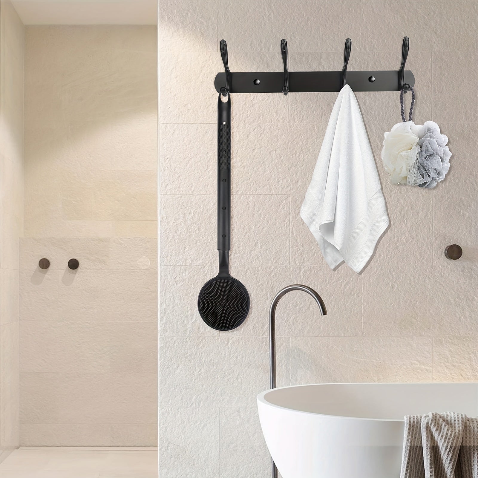 Telescopic Shower Scrubber, Soft Adjustable Long-Handle Bath Brush, Gentle Back Scrubber for Deep Clean & Light Beige Care, Gift, Extra Large Bath Brush, Bath Brush Long Handle For Shower, Bath Accessories, Long Handled Shower Brush, Tub Cleaning Brush,