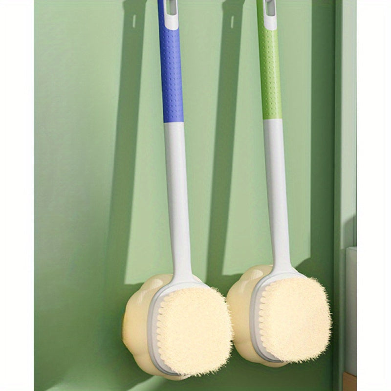 Upgraded Bath Body Brush with Dual-Sided Soft Bristles & Long Handle - Gentle Exfoliating Shower Massager for Wet/Dry Use, Ergonomic Design for Back, Legs, Arms, Sensitive Light Beige - Improves Circulation & Light Beige Health, Wet/Dry Brushing for
