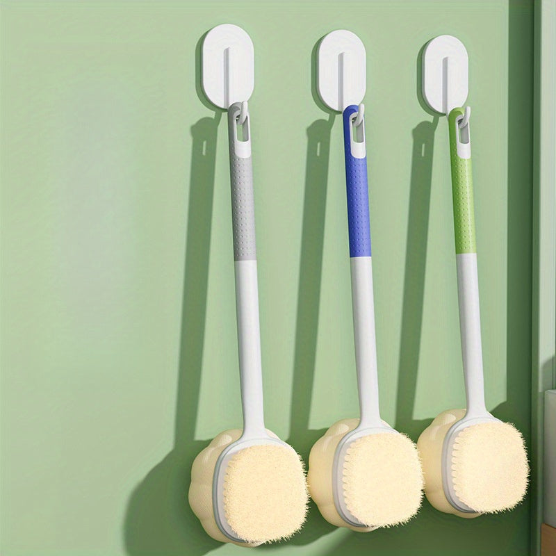 Upgraded Bath Body Brush with Dual-Sided Soft Bristles & Long Handle - Gentle Exfoliating Shower Massager for Wet/Dry Use, Ergonomic Design for Back, Legs, Arms, Sensitive Light Beige - Improves Circulation & Light Beige Health, Wet/Dry Brushing for