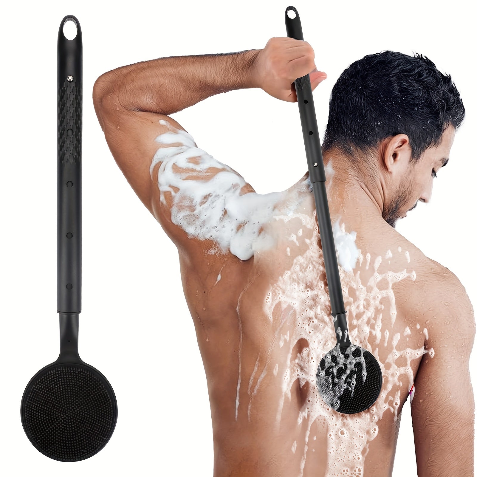 Telescopic Shower Scrubber, Soft Adjustable Long-Handle Bath Brush, Gentle Back Scrubber for Deep Clean & Light Beige Care, Gift, Extra Large Bath Brush, Bath Brush Long Handle For Shower, Bath Accessories, Long Handled Shower Brush, Tub Cleaning Brush,
