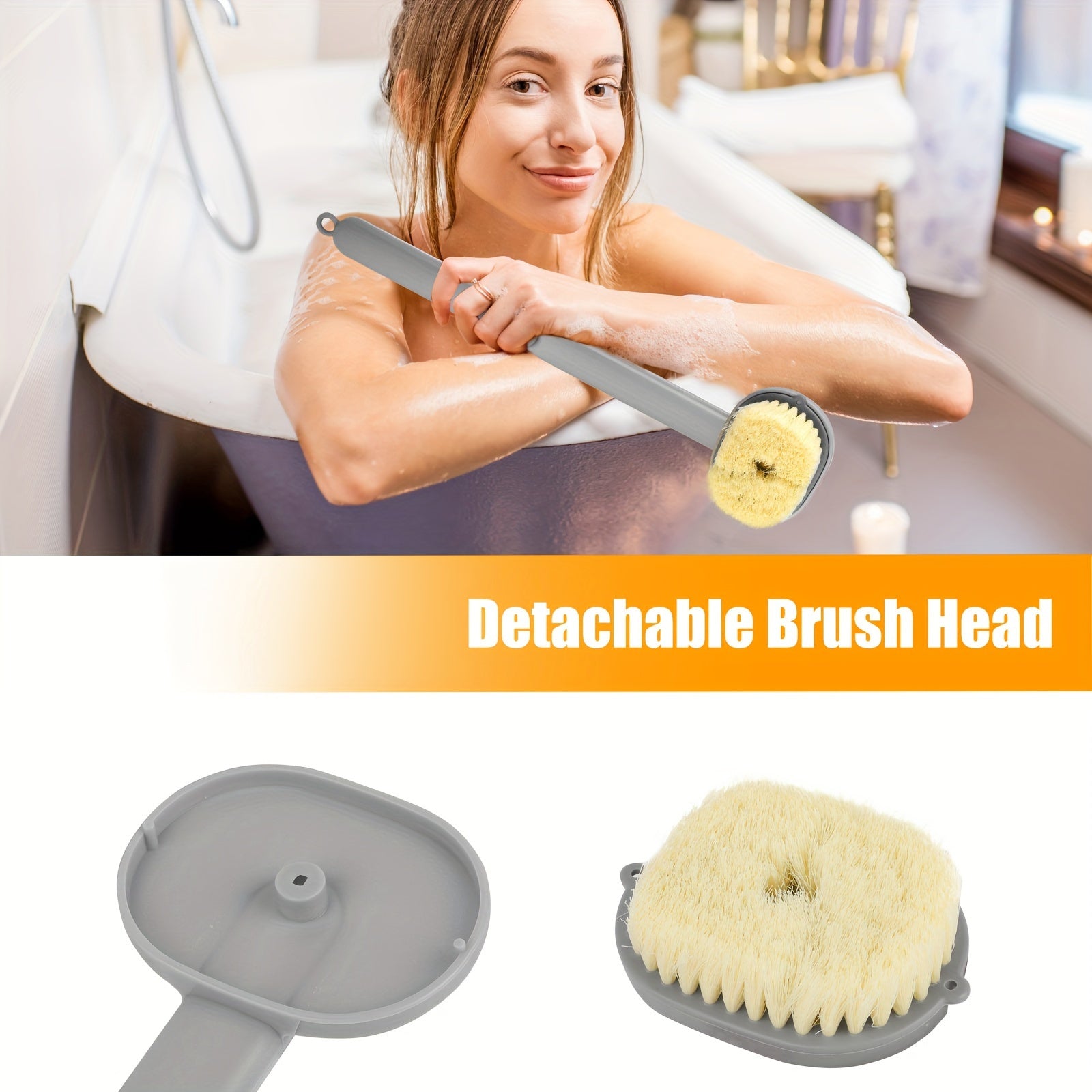 1pc Liquid Bath Brush, Exfoliating Shower Back Scrubber With Hanging Loop, Detachable Brush Head, Built-in Body Wash Reservoir, Ideal For Deep Clean & Massage