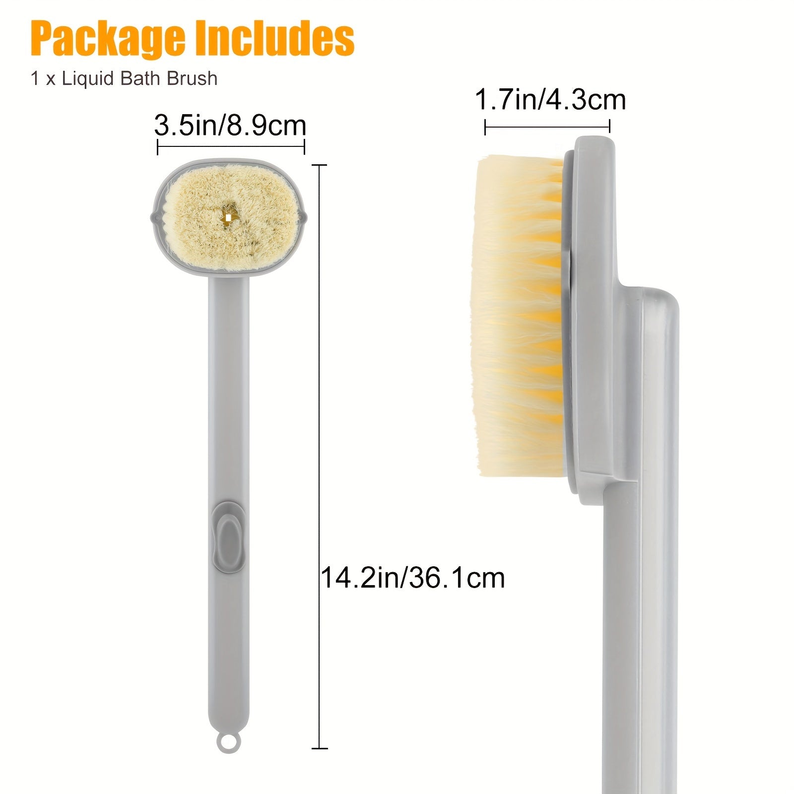 1pc Liquid Bath Brush, Exfoliating Shower Back Scrubber With Hanging Loop, Detachable Brush Head, Built-in Body Wash Reservoir, Ideal For Deep Clean & Massage