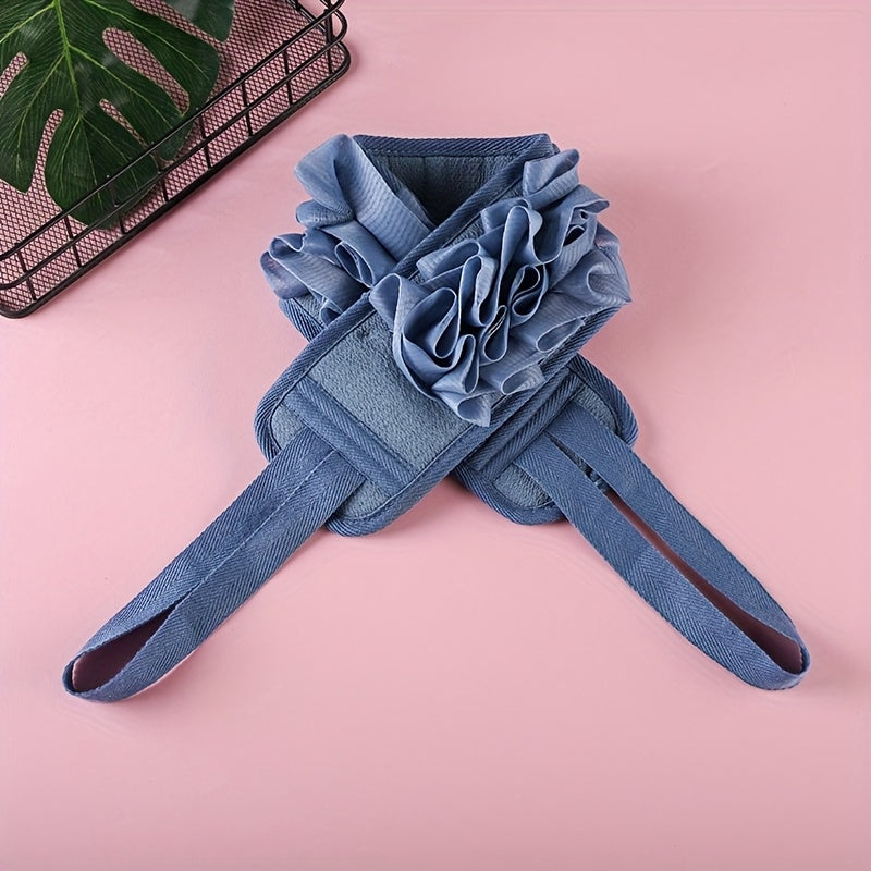 Back Scrubber & Body Washer - Double-Sided Exfoliating Shower Cloth with Long Handle Strap, Pastel Pink/teal/gray/, for Back, Arms, Legs, Feet - Bathroom Shower Essentials for Women & Men - Durable Polyester Body Scrubber, Back Scrubber for Shower,