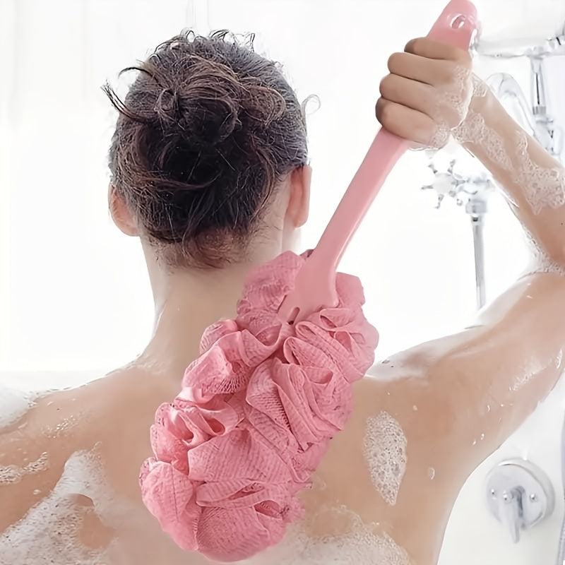 Extra-Large Long Handle Bath Brush - Soft Mesh Shower Scrubber for Deep Clean & Exfoliation, Ideal for Men & Women