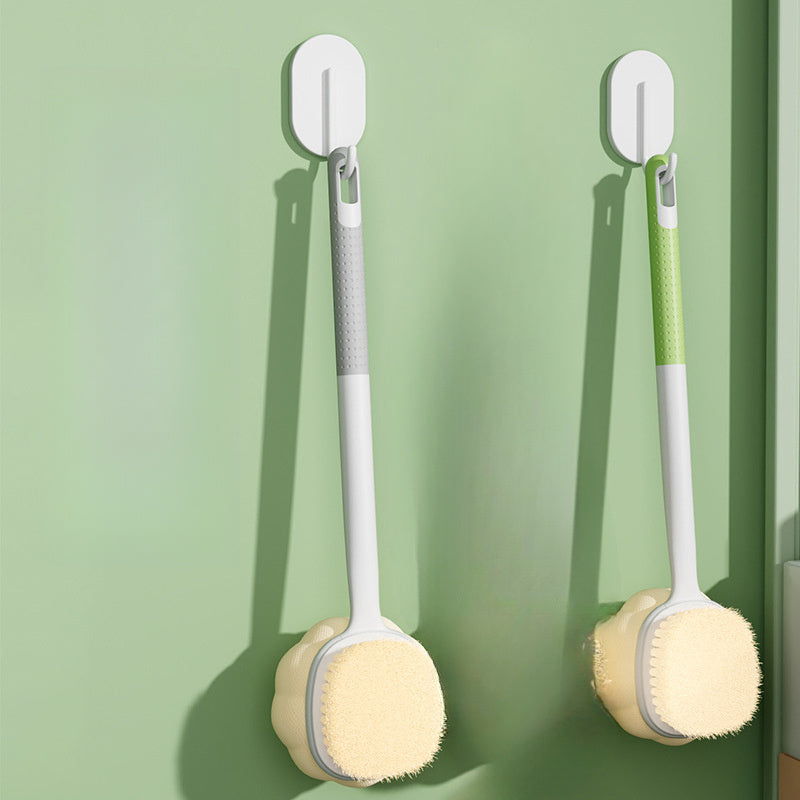 Upgraded Bath Body Brush with Dual-Sided Soft Bristles & Long Handle - Gentle Exfoliating Shower Massager for Wet/Dry Use, Ergonomic Design for Back, Legs, Arms, Sensitive Light Beige - Improves Circulation & Light Beige Health, Wet/Dry Brushing for